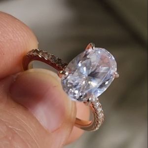 Sterling Silver 925 /14K Gold plated Ring Large White Natural White Topaz